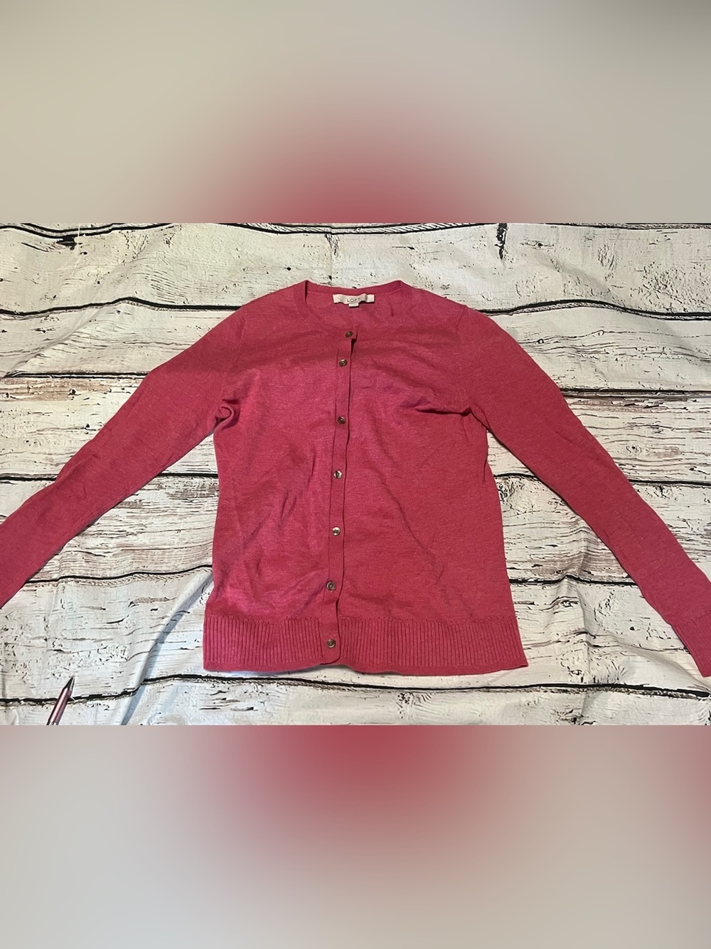 LOFT Raspberry Pink Button-Front Cardigan